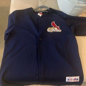 XL Majestic Brand St Louis Baseball Cardinals Road Navy Blue Jersey